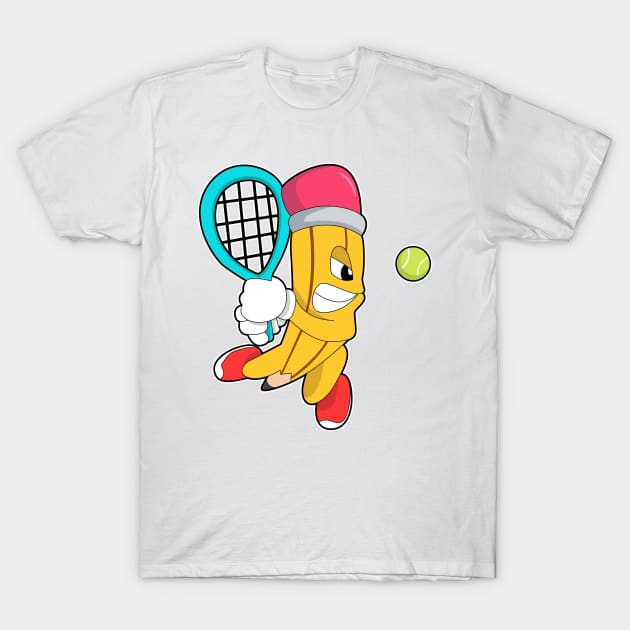 Pencil at Tennis with Tennis racket T-Shirt by Markus Schnabel